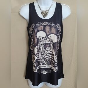 Black Skeleton Graphic Tank Top